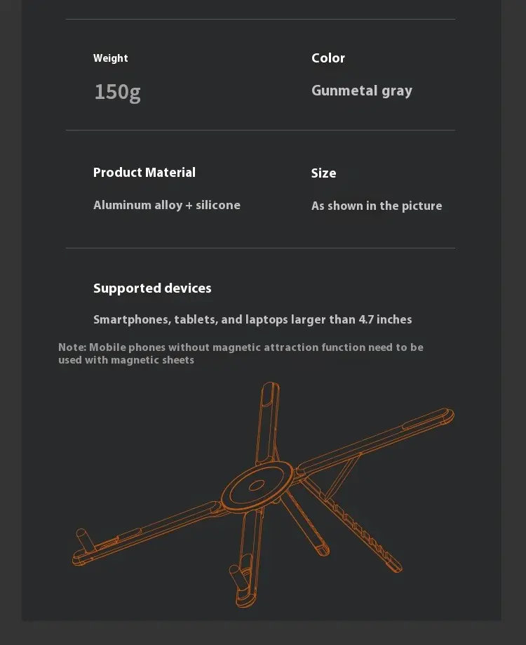 Aluminum Laptop Stand, Vertical Foldable